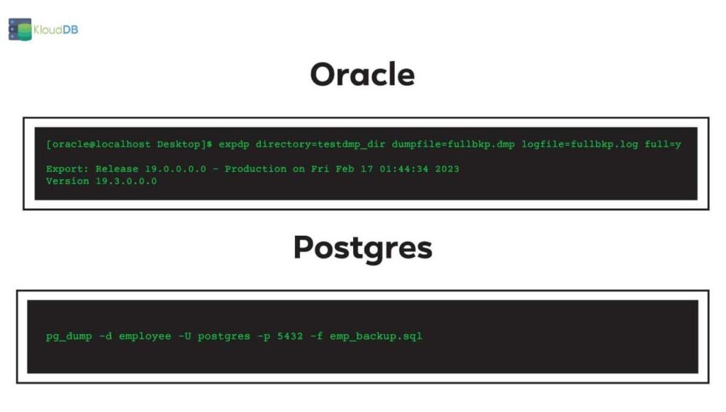 Postgres for Oracle DBAs – Datapump Vs Pg_dump – KloudDBSchool